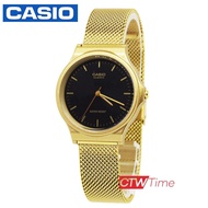 Casio Standard นาฬิกาข้อมือผู้หญิง สายสแตนเลส รุ่น MQ-24MG-1EDF (สีทองหน้าปัดดำ)