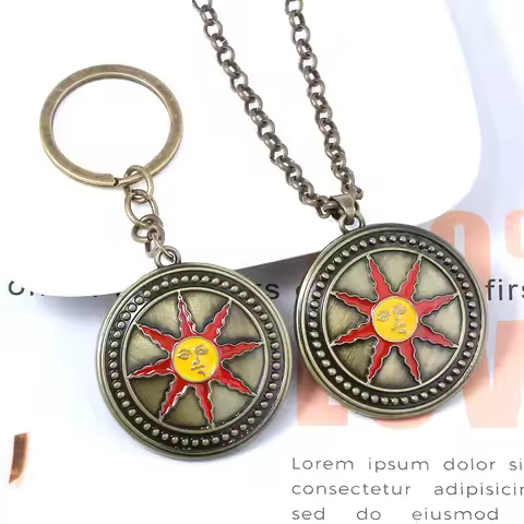 Game Dark Souls Sun Knight Shield Keychain High Quality Vintage Metal Pendant Keyring Torque Men Car
