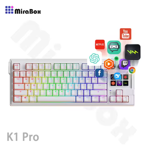 MiraBox K1Pro 80% Wired Mechanical Keyboard Gasket Hot Swap RGB Macro LCD 1000Hz ANSI US Layout Cust