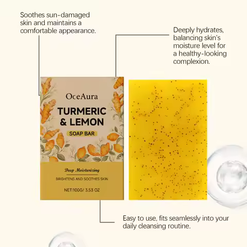 OCEAURA Turmeric Lemon Cleaning Soap Deep Hydrate Exfoliate Brighten Skin Improve Roughness Fresh Ci