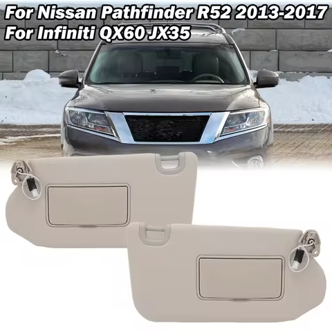 Beige Sun Visor for Nissan Pathfinder R52 2013-2017 For Infiniti QX60 JX35 Wired Lighted Mirror Plug
