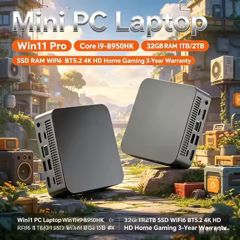 Mini PC Laptop Win11 Pro Core i9-8950HK 32GB RAM 1TB/2TB SSD WiFi6 BT5.2 4K HD Home Gaming 3-Year Wa