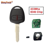OkeyTech 2 Buttons Car Remote Control Key For Mitsubishi Outlander Pajero Triton Lancer MIT8 Blade 433MHz ID46 Chip