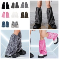 Fir Womens Leather Long Leg Socks Leg Warmers Harajuku Boot Socks Winter Ankle Heap Socks Sequins Le