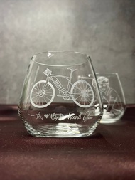 【客製化禮物】客製 腳踏車 單車 玻璃雕刻 酒杯 人像酒杯 鐵馬
