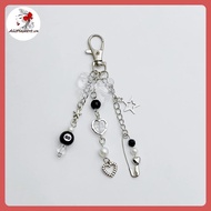 AA 1PC DIY Accessories 8 Ball Billiards Beaded Butterfly Keychain Y2k Goth Keyring Beaded Pin Love C