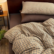 Washable100% Cotton 1200TC 5 Feet/6feet Flat/Fitted Single/Queen/King Size Bed Set 4 in 1 Bedding Se