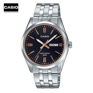 Velashop นาฬิกาข้อมือผู้ชาย Casio Standard  สายสแตนเลส รุ่น MTP-1335D-1A2VDF (หน้าปัดสีดำ), MTP-1335D-1A2, MTP-1335D