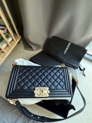 Chanel Boy Bag Black Lambskin Gold Hardware