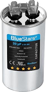 Premium 20 MFD uf ± 5% MFD 370 V VAC or 440 Volt Multi-Purpose Motor Run Round Capacitor by Blue Sta