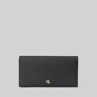 Polo Ralph Lauren-Lauren WALLET Crosshatch Leather Slim Wallet กระเป๋าสตางค์ รุ่น WALRSLG0G220084 สี 001 BLACK