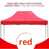 Red 10x15 Feet Full Set PVC Canvas Heavy Duty Folding Canopy Tent Kanopi Bazar Pasar Malam Tent