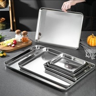 Rectangular Buffet Presentation Tray - Stainless Steel Serving Trays - Grill Fish Baking Plate - for Kitchen Storage - Cake, Fruit, Dessert Plate - Nonstick Pan - Food Tray