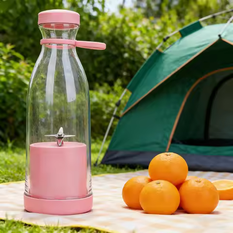 6 Blades 420ml Portable Juicer Blender USB Charging Wine Bottle Shape Fruit Mixer Mini Electric Juic