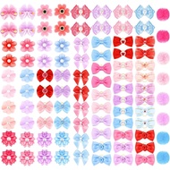 Jexine 100 Keping/ 50 Pasang Riben Rambut Anjing dengan Gelang Getah, Riben Rambut Anak Anjing, Akse