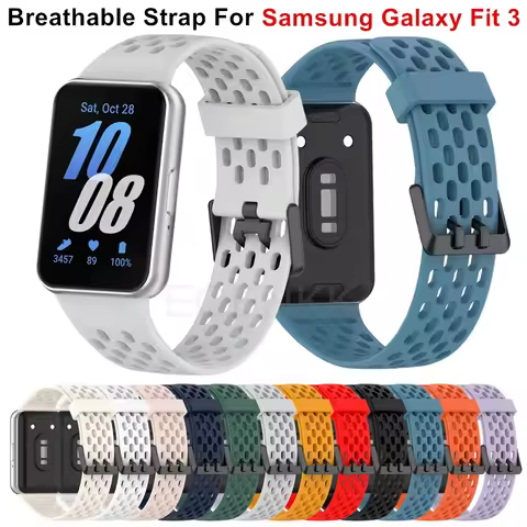 Breathable Strap for Samsung Galaxy Fit 3 Sport Soft Silicone Wrist Strap for Samsung Galaxy Fit3 Br
