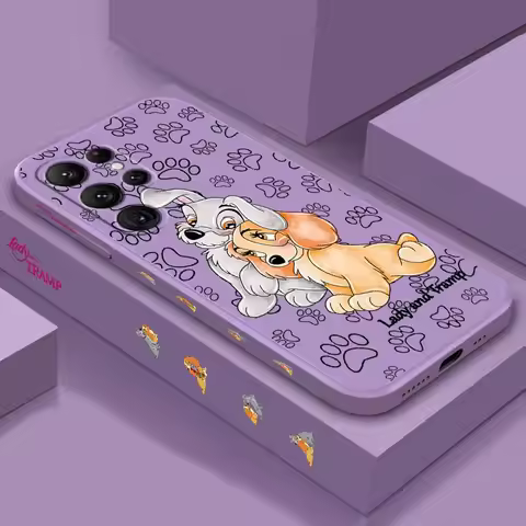 The lady and the tramp For Samsung Galaxy S25 S24 S23 S22 S21 S20 Ultra Plus FE 5G Liquid Left Rope 