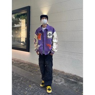 HY711 Baseball Uniform Hip-Hop Jacket with Lapel Embroidery Flocking