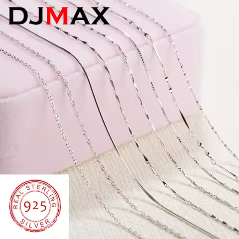DJMAX Original S925 Sterling Silver White Gold Single Necklace Lady's Clavicle Single Extension Chai