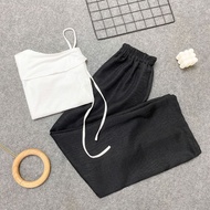 Set Kiểu Bigsize Nữ Áo Thun Trễ Vai Nhún Eo Co Giãn Kèm Quần Đũi Xuông Mềm Mát - SET(G213+Q564)