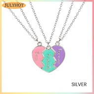 JULYHOT สร้อยคอเพื่อนที่ดีที่สุดสำหรับ3คู่จี้หัวใจแม่เหล็กสร้อยคอมิตรภาพ BFF
