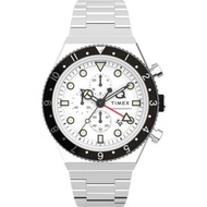 Timex Mens Q Chrono Gmt 40mm - Sst/White/Sst Brclt (TW2V69900)