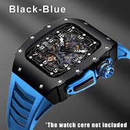 ชุดดัดแปลงเบามากอัลลอยสุดหรูสำหรับนาฬิกา Apple 8 7 44มม. 45มม. สายกล่องโลหะ Tali Jam Tangan Karet สำหรับ I Watch 6 Se 5 4 3