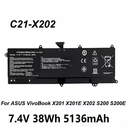 C21-X202 7.4V 38Wh 5136mAh Laptop Battery For ASUS VivoBook S200 S200E X201 X201E X202 X202E Q200 Q2