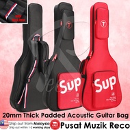 RM 20mm Thick Padded Acoustic Guitar Bag with 2 Pocket Neck Rest Designer Beg Gitar Kapok Akustik TEBAL (RD/BK, Full RD)