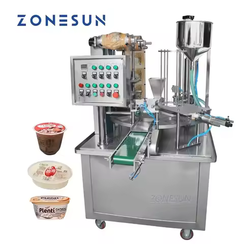 ZONESUN ZS-GF900I Liquid Filling And Sealing Machine Rotary Food Water Cup Food Packaging Beverage 2