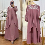 Vallina Outfit - Marbella Maxy Gamis Muslim Wanita Polos Basic Matt Ceruty Babydoll OOTD Gaun Pesta 