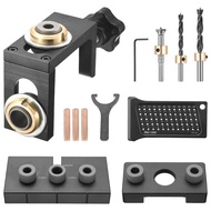 ชุดจิ๊กเจาะรูแบบพกพาสำหรับงานไม้ชุดเจาะเดือยกลม3 In 1ขนาด8/10/15มม. พร้อมคลิประบุตำแหน่งปรับได้เครื่