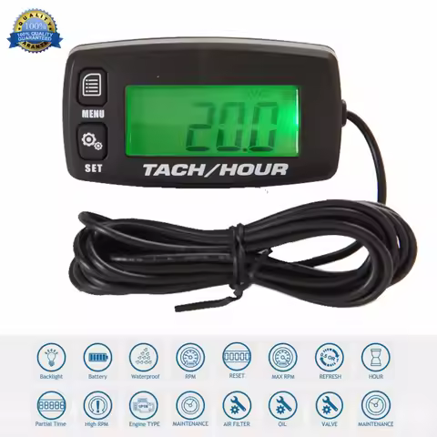 Digital Resettable Inductive Tacho Hour Meter Tachometer For Motorcycle Marine Boat ATV Snowmobile G