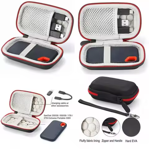 CA Hard Carry Case for SanDisk 500GB / 250GB / 1TB / 2TB Extreme Portable SSD Travel with Mesh Pocke