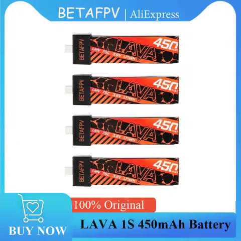 BETAFPV LAVA 1S 450mAh Battery (4PCS) 75C BT2.0 for Air75 Drones/Cetus Pro/Cetus X
