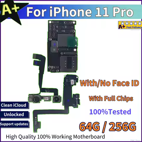 Fully Tested Authentic For iPhone 11 Pro Motherboard Unlocked With Face ID IOS Update 64gb 256gb Fre