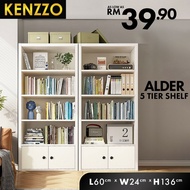 KENZZO : Alder 5 Tier Multipurpose Bookshelf Cabinet Organiser Storage Wooden Book Rack Shelf Utility Rak Buku Kabinet