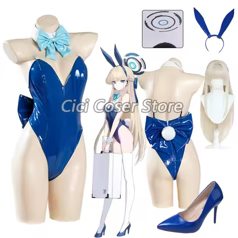 Blue Archive Cosplay Asuma Toki Costume Wig Bunny Girls Jumpsuit Cute Rabbit Ears Halloween Party Bo