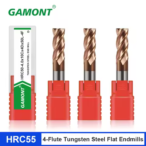 GAMONT HRC55 4-Flute Tungsten Steel Carbide Nano Coating Milling Cutter CNC Machinery Maching Specia