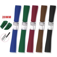 Rubber Watch Band 20mm Universal replacement straps for Rolex Green Water Ghost Bracelet for Seiko Strap for Samsung Galaxy Watch 6 5 4 3 Waterproof Watchband women men wristband