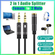 【Fast Delivery】2 in 1 Audio Splitter 3.5mm Female to 2 Male Audio Jack Extension Cable AUX Adapter Splitter Converter