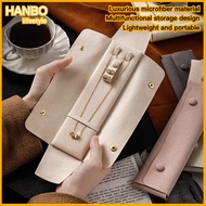 Luxury Microfiber & Flannel Jewelry Organizer - Compact Multi-Compartment Travel Pouch for Necklaces