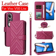 Flip Leather Phone Case For Vivo V50 Lite V50Lite V 50 VivoV50 Lite VivoV50Lite Magnetic Bracket Cas