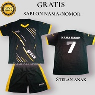 free nama+nomor stelan baju sepakbola anak kaos futsal jersey-putih.m - hitam m