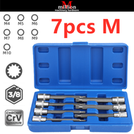 7pcs 3/8 inch Hexagon / Torx / 12-Point Extension Socket Adapter Wrench Spanner Sleeve Tools