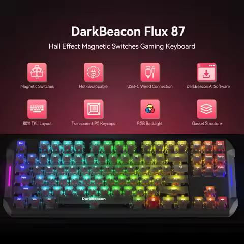 DarkBeacon HE Magnetic Switch Gaming Keyboard 87 Keys Hot Swappable Mechanical Keyboard USB-C Wired 