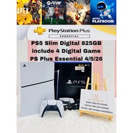 PS5 Slim Digital 825GB include 4 Digital Game PS Plus Essential Until 04/05/26（USED）