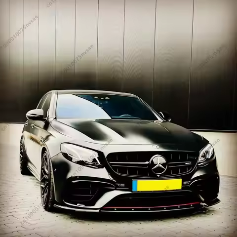 Gloss Black For V.3 Mercedes-Benz E63 AMG Estate Sedan S213 W213 2017-2021 Maxton Style Front Splitt