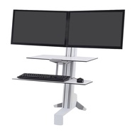 Ergotron WorkFit-S, Dual Workstation with Worksurface Standing Desk Attachment - Front Clamp (33-349