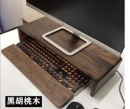 黑胡桃木電腦顯示器實木增高架電視機底座支架墊高桌面收納置物架 w6985